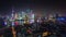 Shanghai night cityscape river bay roof top panorama 4k time lapse china