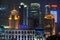 Shanghai Pudong night skyline view from the Bund, China