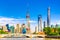 Shanghai pudong skyline with historical Waibaidu bridge, China during summer sunny day