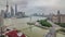 Shanghai roof top aerial river traffic river bridge panorama 4k time lapse china