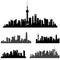 Shanghai skiline set. Buildings silhouette collection.