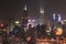 Shanghai skyline at night with the Shimao International Plaza and Tomorrow Square Towers on background