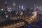 Shanghai skyline at night with the Shimao International Plaza and Tomorrow Square Towers on background