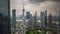 Shanghai storm sky roof top downtown panorama 4k time lapse china