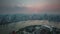 Shanghai sunset traffic cargo river bay roof top panorama 4k time lapse china