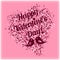 Shape of heart from pink scattering with lovebirds and lettering on Valentine\'s day