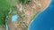 Shape of Kenya with regional borders. Satellite.