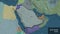 Shape of Saudi Arabia. Bevelled. Administrative. Labels