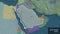 Shape of Saudi Arabia. Glowed. Administrative. Labels