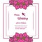 Shape of unique flower frame, template elegant happy wedding, ornate of greeting card. Vector