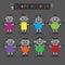 Shaped body buddies on dark gray background