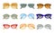 Shaped Sunglasses or Shades as Protective Eyewear Vector Set