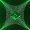 Shaped surface of white binary code on green background with light effects - closed padlock symbolic for data security in front