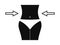 Shapely slimming waist icon. Beautiful black slim figure with arrows pointers to sides healthy diet and fitness