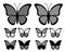Shapes of butterflies with radial halftone