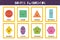 Shapes flashcards collection for kids. Flash cards set with cute geometric characters