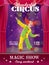 Shapito circus poster, cartoon jester clown, flyer