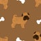 Shar Pei puppies seamless pattern background with dog bones. Cartoon dog puppy background. Hand drawn childish vector illustration