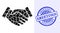 Shard Mosaic Hand Take Icon with Greetings Distress Rubber Imprint