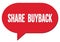 SHARE  BUYBACK text written in a red speech bubble