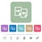 Share documents flat icons on color rounded square backgrounds