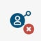 Share icon, multimedia icon with cancel sign. Share icon and close, delete, remove symbol
