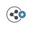 Share icon with star sign. Share icon and best, favorite, rating symbol