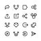 Share line icons. Sharing and publishing link social media vector outline symbols