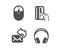 Share mail, Computer mouse and Payment card icons. Headphones sign. New e-mail, Pc equipment, Credit card. Vector