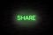 Share Neon banner, social media, light signboard.