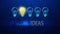 Share your ideas bulbs electric and a light as a concept of the new business ideas blue