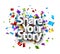 Share your story sign over cut out foil ribbon confetti background
