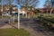 Shared circular blue and white British pedestrain and cycle path sign in urban setting