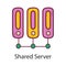 Shared Server Fill Outline Icon Design illustration. Data Symbol on White background EPS 10 File