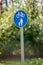 Shared use cycle and pedestrian route sign, in a rural setting, UK