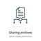 Sharing archives outline vector icon. Thin line black sharing archives icon, flat vector simple element illustration from editable