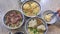 Sharing cantonese soup noodle wonton shrimp beef and fish ball Hong Kong style