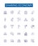 Sharing economy line icons signs set. Design collection of Collaborative, Bartering, Exchange, Platforms, Networking