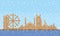 Sharjah city skyline, pixel art background