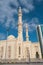 Sharjah, UAE, February 14, 2023 - Beautiful landscape mosque, a mosque of Islamic origin