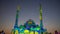 Sharjah, United Arab Emirates - February 11, 2019: Illuminated mosque in Sharjah, UAE, during traditional light festival