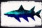Shark on abstract watercolor background with space for your text. Watercolor paint. Generative AI