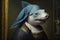 Shark Animal with a Pearl Earring in Johannes Vermeer style illustration generative ai
