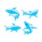 Shark Blue logo design vector Outline set concept template