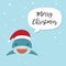 Shark cartoon character. A Cute shark wearing Santa Claus hat st