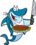 Shark Chef Cartoon Character Showing Grilled Steak On Plate