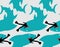 Shark and diver pattern seamless. Hammerhead shark and frogman background. Marine predator texture