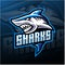 Shark esport mascot logo design
