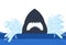 Shark face icon on white background. Illustration design