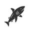 Shark glyph icon. Dangerous ocean predator. Swimming fish. Underwater animal, ocean wildlife. Marine fauna. Wild shark